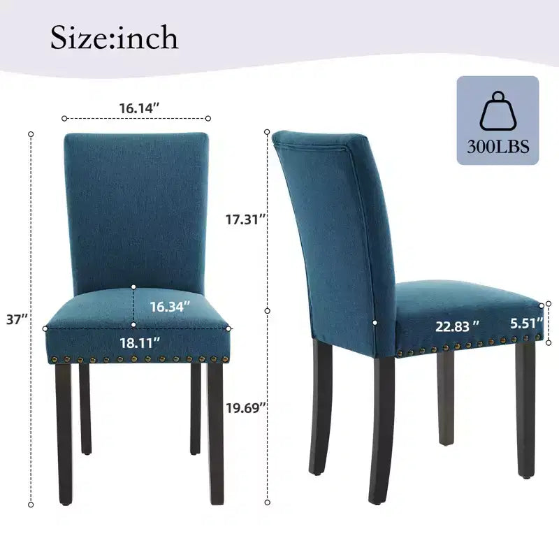 Modern Dining Chairs Set of 2, Upholstered Fabric Kitchen Chairs with Nailhead Trim, Comfortable Dining Chairs for Small Space Apartment, Home