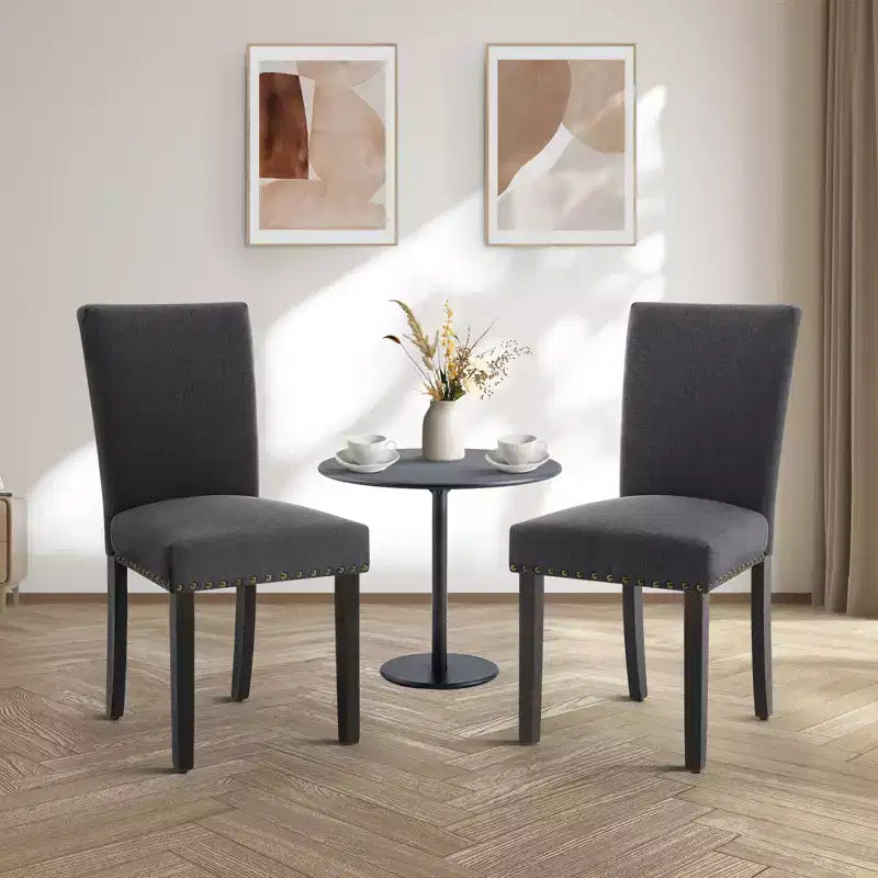 Modern Dining Chairs Set of 2, Upholstered Fabric Kitchen Chairs with Nailhead Trim, Comfortable Dining Chairs for Small Space Apartment, Home