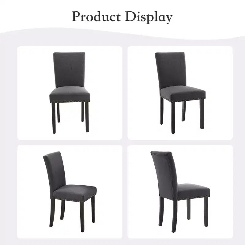 Modern Dining Chairs Set of 2, Upholstered Fabric Kitchen Chairs with Nailhead Trim, Comfortable Dining Chairs for Small Space Apartment, Home