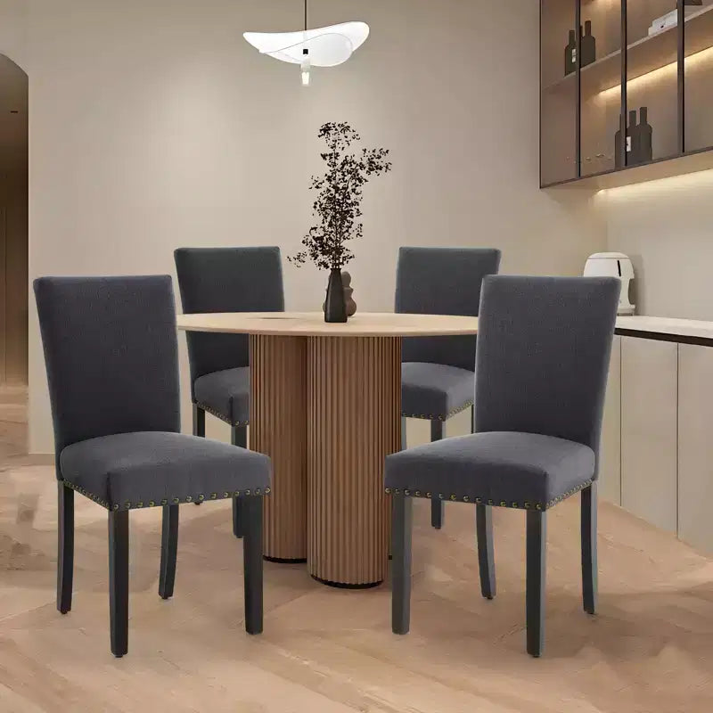 Modern Dining Chairs Set of 2, Upholstered Fabric Kitchen Chairs with Nailhead Trim, Comfortable Dining Chairs for Small Space Apartment, Home