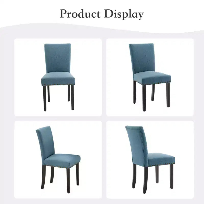 Modern Dining Chairs Set of 2, Upholstered Fabric Kitchen Chairs with Nailhead Trim, Comfortable Dining Chairs for Small Space Apartment, Home