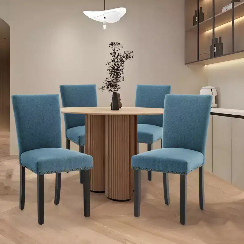 Modern Dining Chairs Set of 2, Upholstered Fabric Kitchen Chairs with Nailhead Trim, Comfortable Dining Chairs for Small Space Apartment, Home