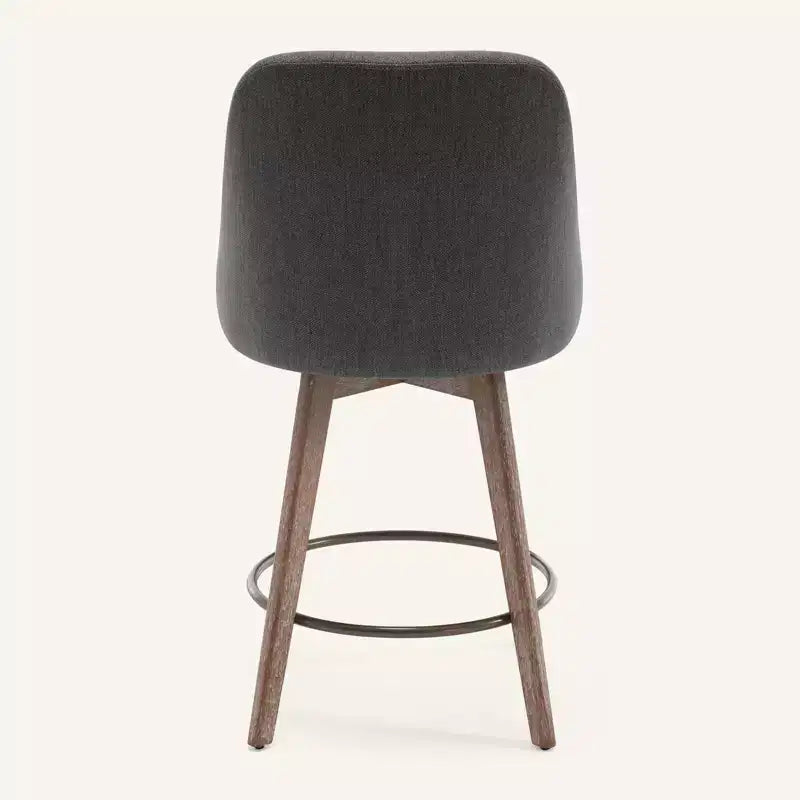Bekrvio 26'' Counter Height Swivel Bar Stools Set of 4 Backs and Wood Legs,Linen Fabric/PU Leather Upholstered Barstools for Kitchen Island