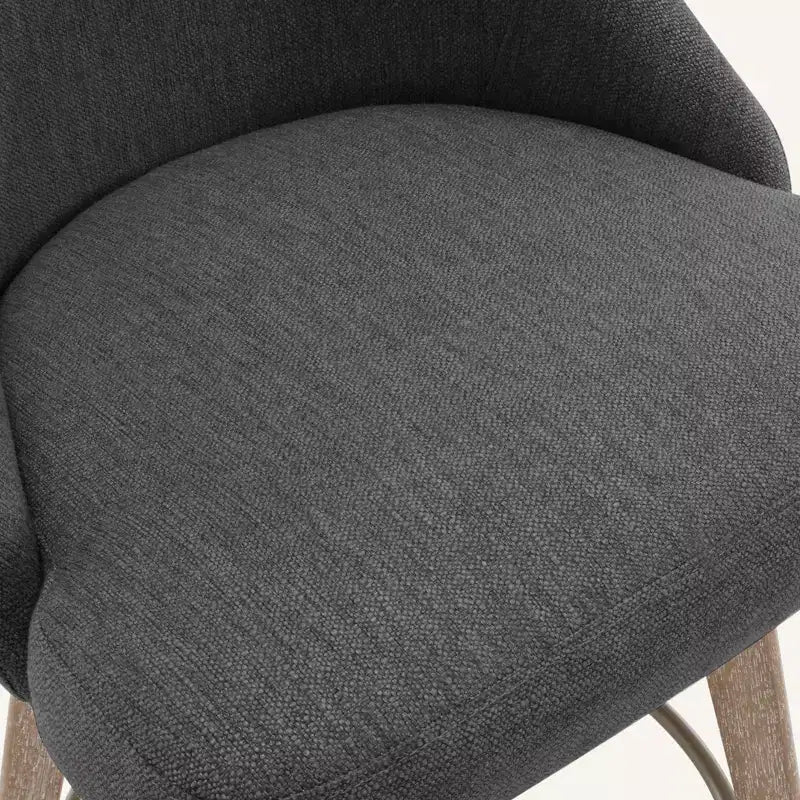 Bekrvio 26'' Counter Height Swivel Bar Stools Set of 4 Backs and Wood Legs,Linen Fabric/PU Leather Upholstered Barstools for Kitchen Island