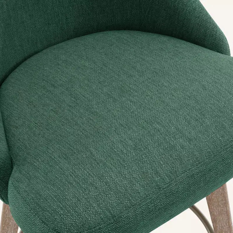 Bekrvio 26'' Counter Height Swivel Bar Stools Set of 4 Backs and Wood Legs,Linen Fabric/PU Leather Upholstered Barstools for Kitchen Island