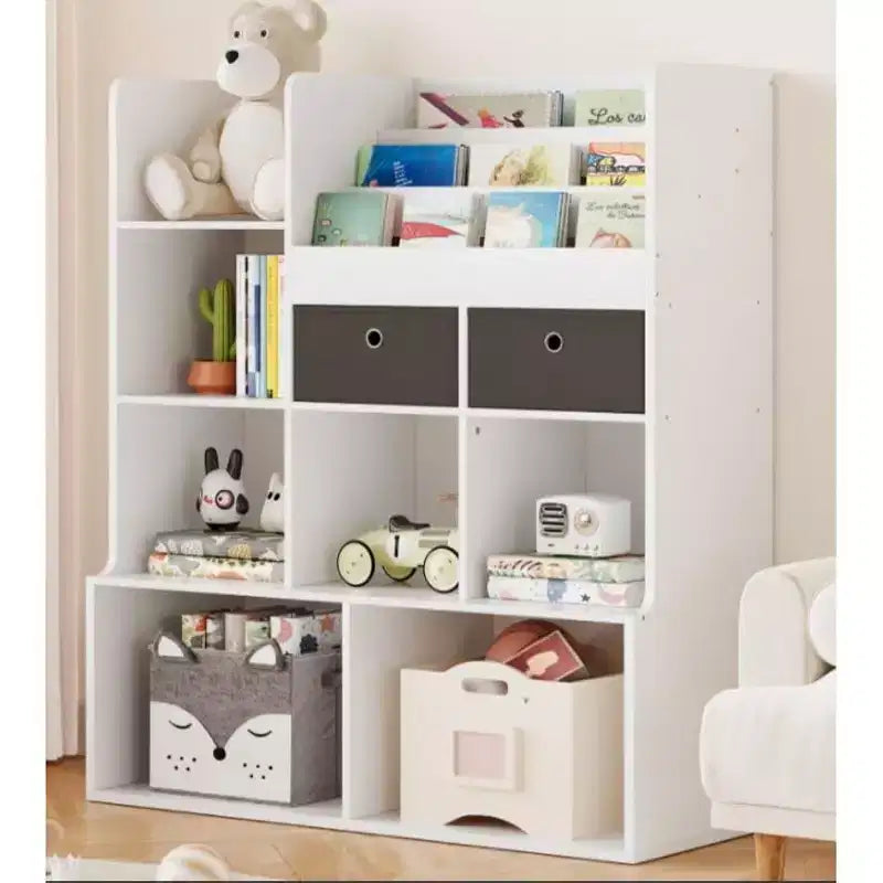 COZONY 47 Toy Storage Organizer with Drawers, Wooden Kids Bookshelf & Cubby Bookcase, Toy Chest for Playroom, Nursery, Kids Room, White