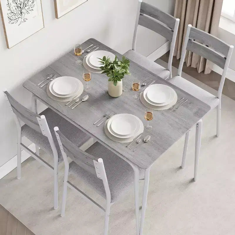 Dining Table for 4,Small Table & Chairs Set of 4,Square Dinette Set with 4 Chairs,5 Piece Kitchen & Dining Room Sets for Small Space,Apartment