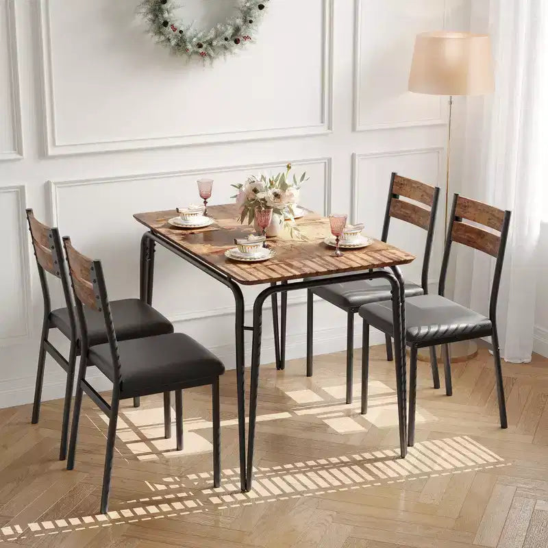 Dining Table for 4,Small Table & Chairs Set of 4,Square Dinette Set with 4 Chairs,5 Piece Kitchen & Dining Room Sets for Small Space,Apartment