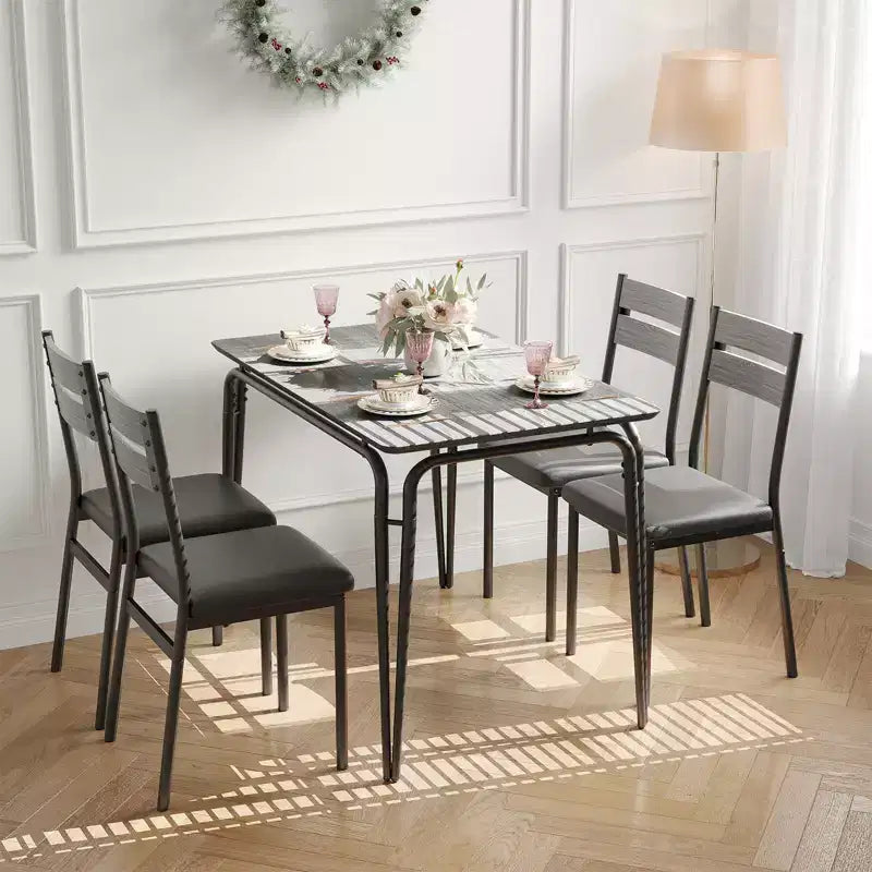 Dining Table for 4,Small Table & Chairs Set of 4,Square Dinette Set with 4 Chairs,5 Piece Kitchen & Dining Room Sets for Small Space,Apartment
