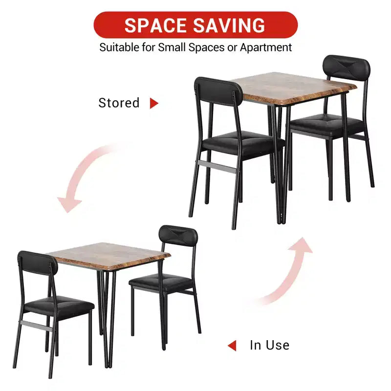 Dining Table for 2,Small Table & Chairs Set of 2,Square Dinette Set for 2,3 Piece Kitchen & Dining Room Sets for Small Space,Apartment,Home Office