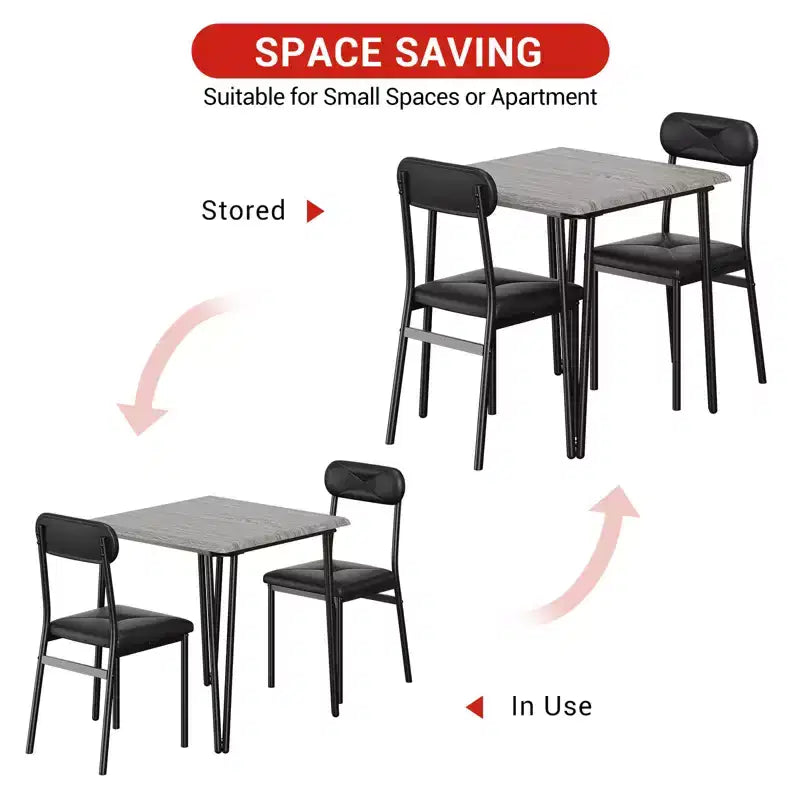 Dining Table for 2,Small Table & Chairs Set of 2,Square Dinette Set for 2,3 Piece Kitchen & Dining Room Sets for Small Space,Apartment,Home Office