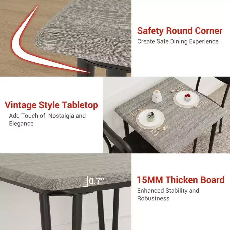 Dining Table for 2,Small Table & Chairs Set of 2,Square Dinette Set for 2,3 Piece Kitchen & Dining Room Sets for Small Space,Apartment,Home Office