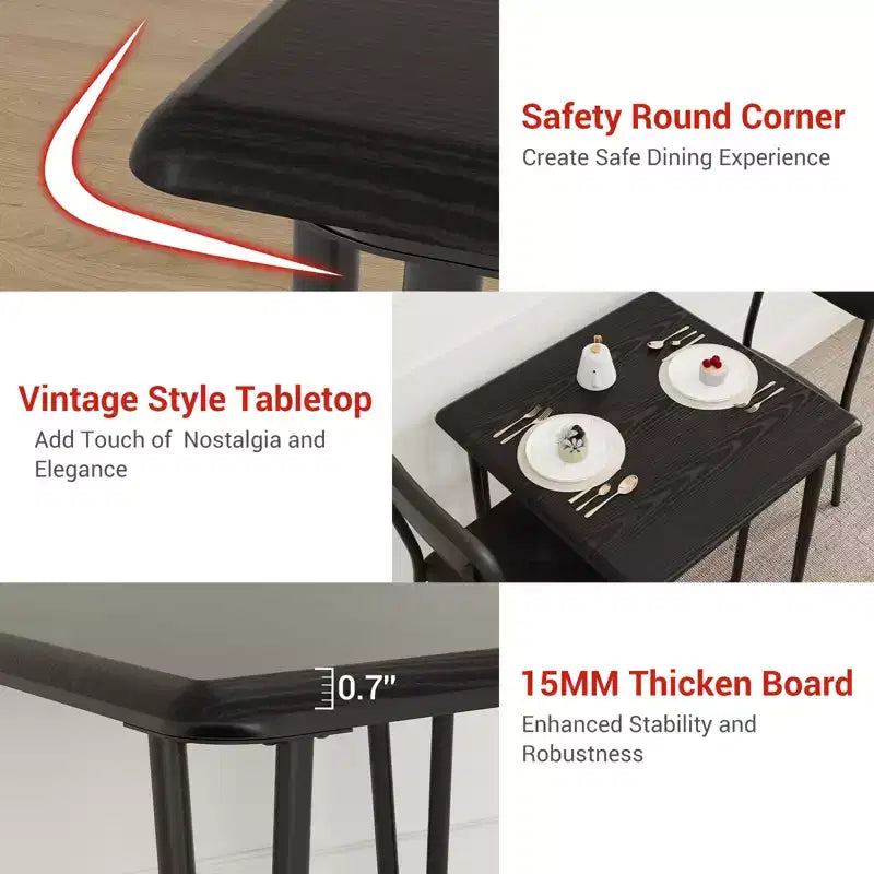 Dining Table for 2,Small Table & Chairs Set of 2,Square Dinette Set for 2,3 Piece Kitchen & Dining Room Sets for Small Space,Apartment,Home Office