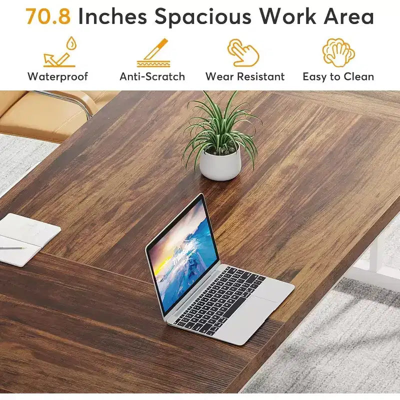 Okak Rustic Wood Large Rectangular Dining Table with X-Trestle Metal Legs,Long Modern Kitchen Dinner Table for Dining Room,Family Meals