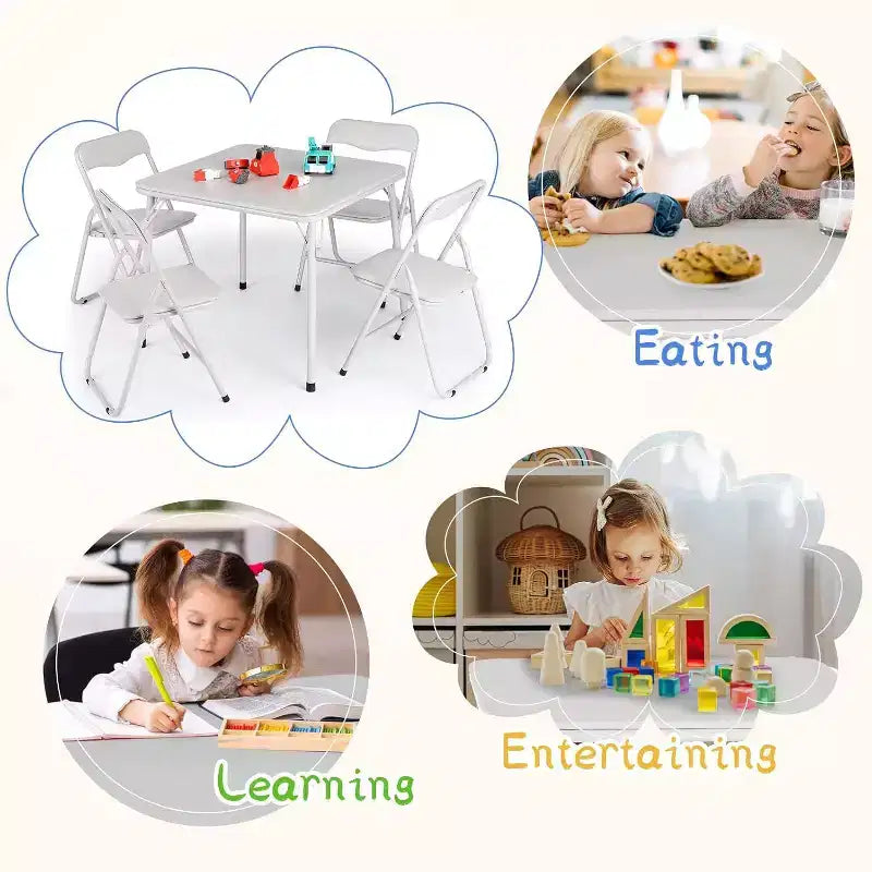 Acekool Kids' Table & Chair Set - Foldable, Padded Seating for Play & Meals