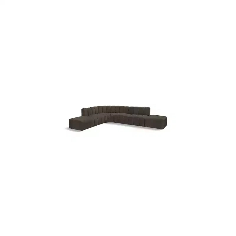 Meridian Furniture,Arc Brown Boucle Fabric Modular Sofa