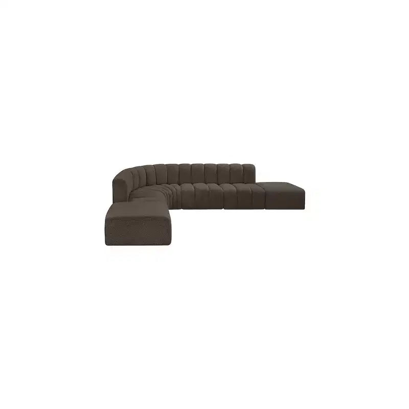 Meridian Furniture,Arc Brown Boucle Fabric Modular Sofa