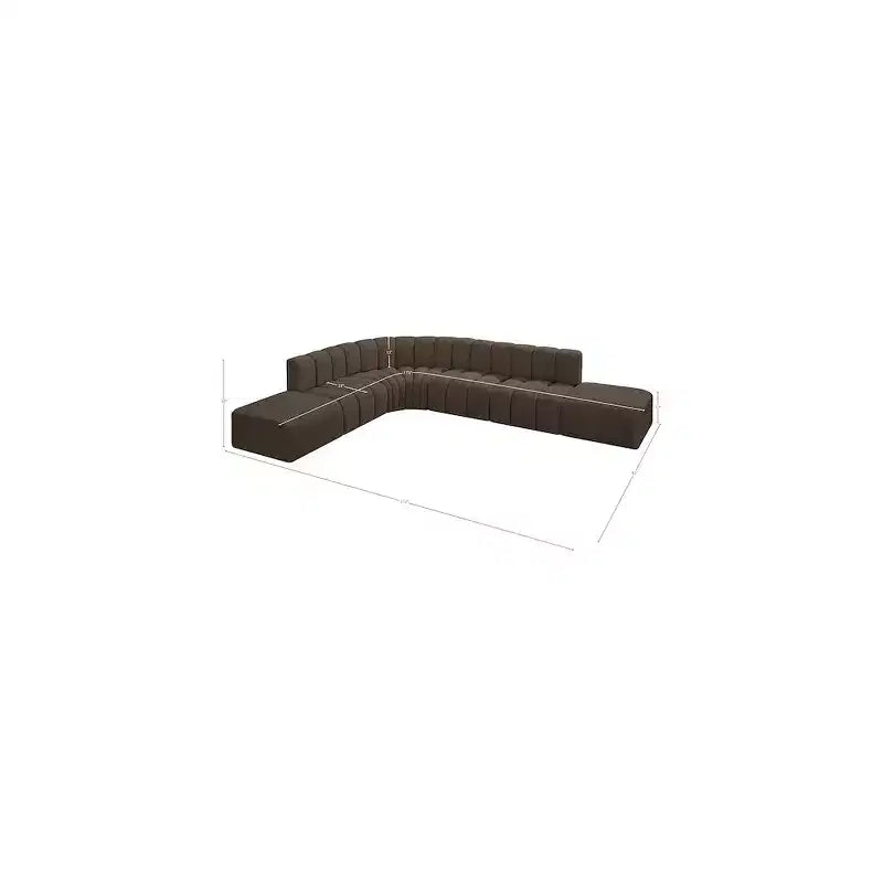 Meridian Furniture,Arc Brown Boucle Fabric Modular Sofa