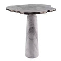 HomeRoots 22 Silver and White Aluminum and Marble Pedestal End Table