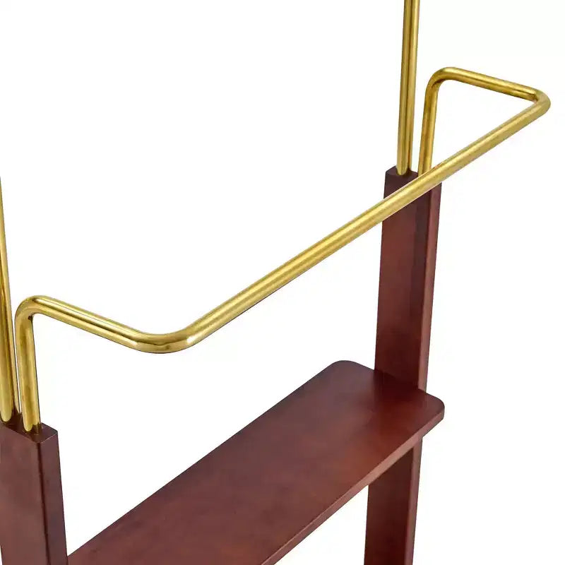 GDFStudio Nira Rustic Stainless Steel Double-Layer Coat Rack with Open Shelf