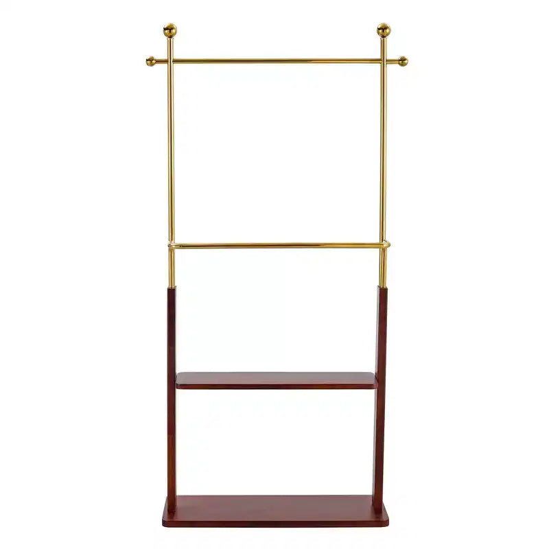 GDFStudio Nira Rustic Stainless Steel Double-Layer Coat Rack with Open Shelf
