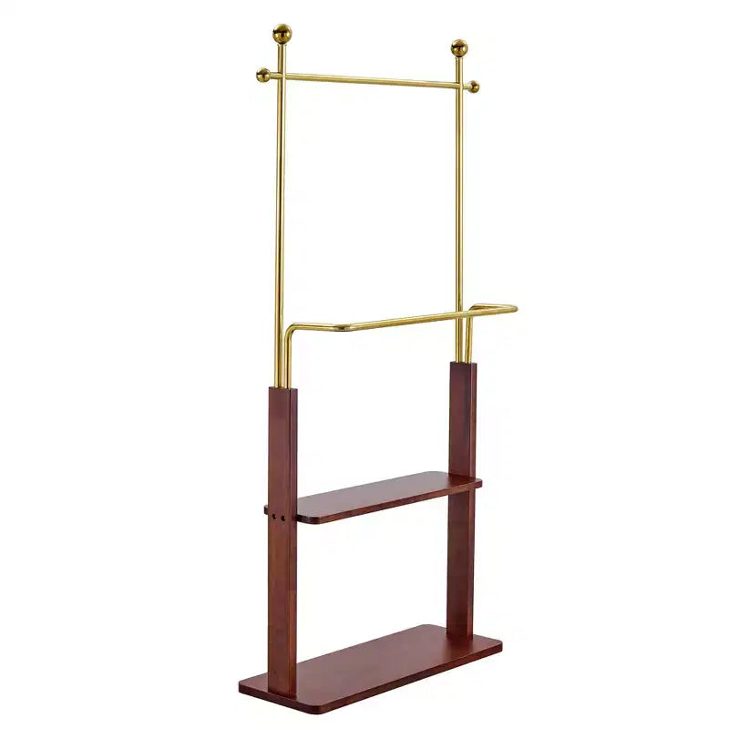 GDFStudio Nira Rustic Stainless Steel Double-Layer Coat Rack with Open Shelf