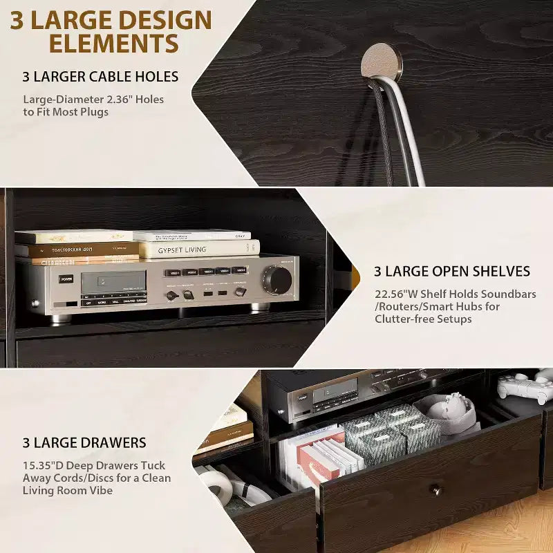 70 TV Stand with Storage Drawer, Entertainment Center for TVs up to 80, Modern TV Stands for Living Room Bedroom