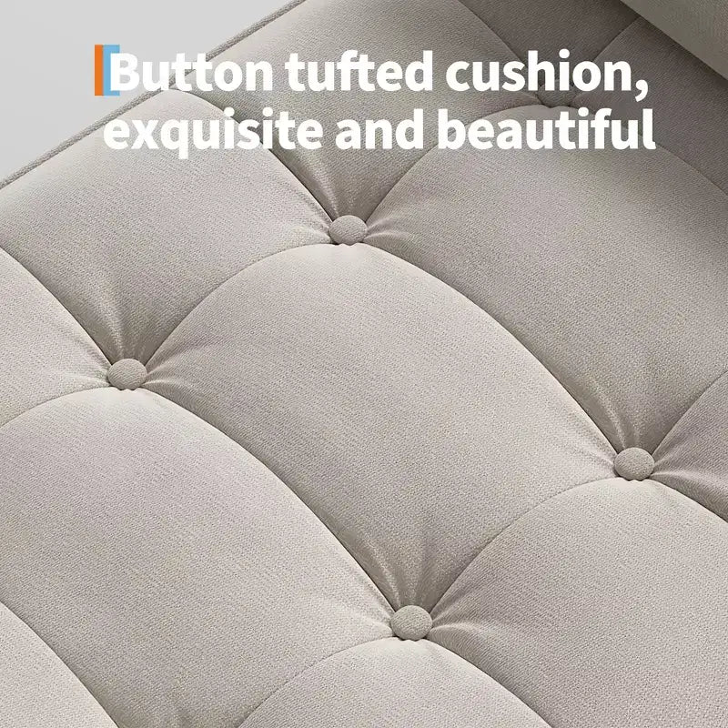 46.5 Storage Bench Ottoman - Upholstered End of Bed Bench with Button-Tufted Design for Bedroom, Entryway