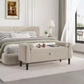 46.5 Storage Bench Ottoman - Upholstered End of Bed Bench with Button-Tufted Design for Bedroom, Entryway