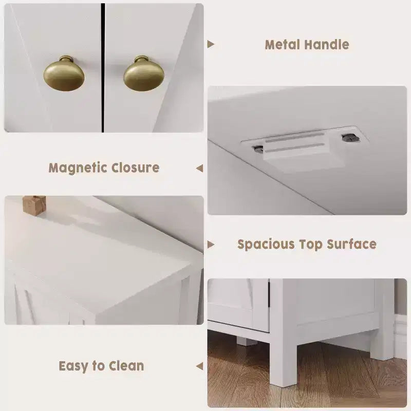 Coolmee 4-Tier Shoe Cabinet with Doors, Farmhouse 35'' Shoe Storage Cabinet for Entryway, Large Shoe Organizer Cabinet for Living Room Hallway