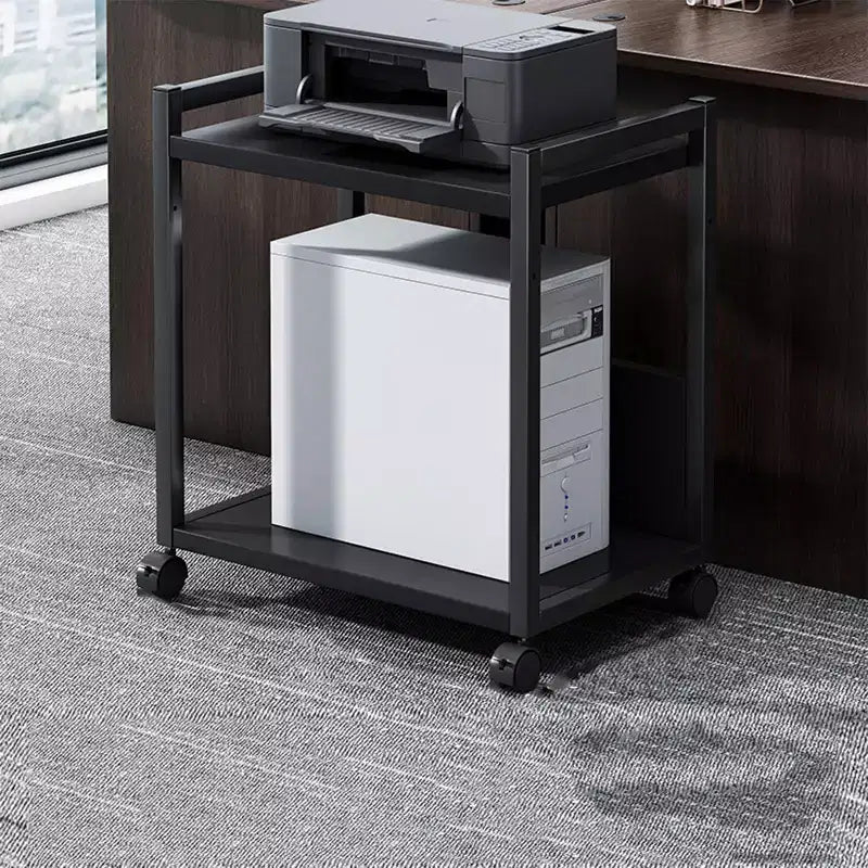 Computer Tower StandLarge Printer StandMetal Holder Cart Under Desk with 360 Rotating Wheels, Mobile Printer Table for Home and Office