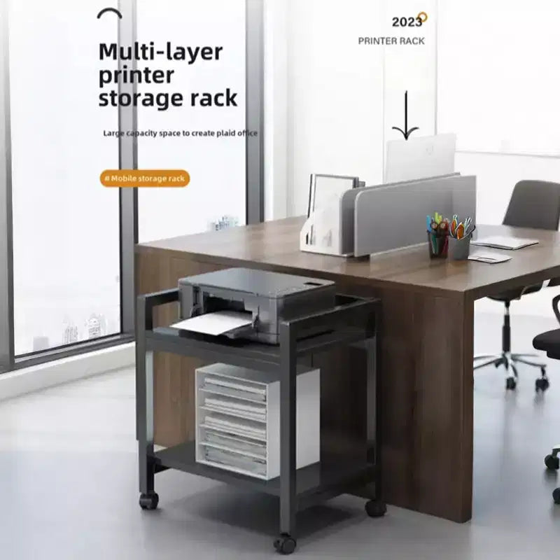 Computer Tower StandLarge Printer StandMetal Holder Cart Under Desk with 360 Rotating Wheels, Mobile Printer Table for Home and Office