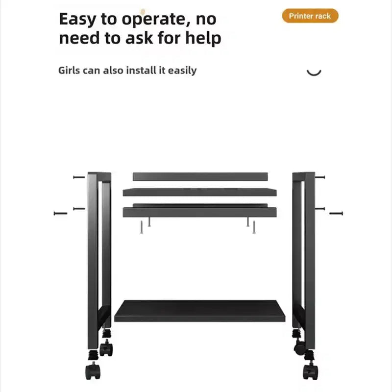 Computer Tower StandLarge Printer StandMetal Holder Cart Under Desk with 360 Rotating Wheels, Mobile Printer Table for Home and Office