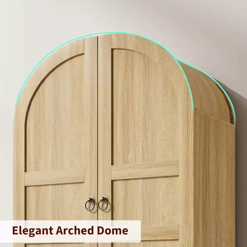 72 Tall Kitchen Pantry Cabinet with Wood/Glass Doors & Drawers, Wood Arch Storage Shelves, Farmhouse Freestanding Large Cupboard for Dining