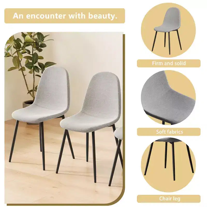 GDFStudio Selia Modern Linen Upholstered Dining Chairs (Set of 4)