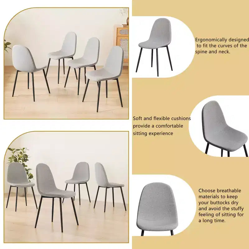 GDFStudio Selia Modern Linen Upholstered Dining Chairs (Set of 4)