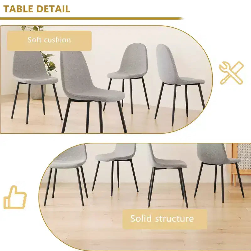 GDFStudio Selia Modern Linen Upholstered Dining Chairs (Set of 4)