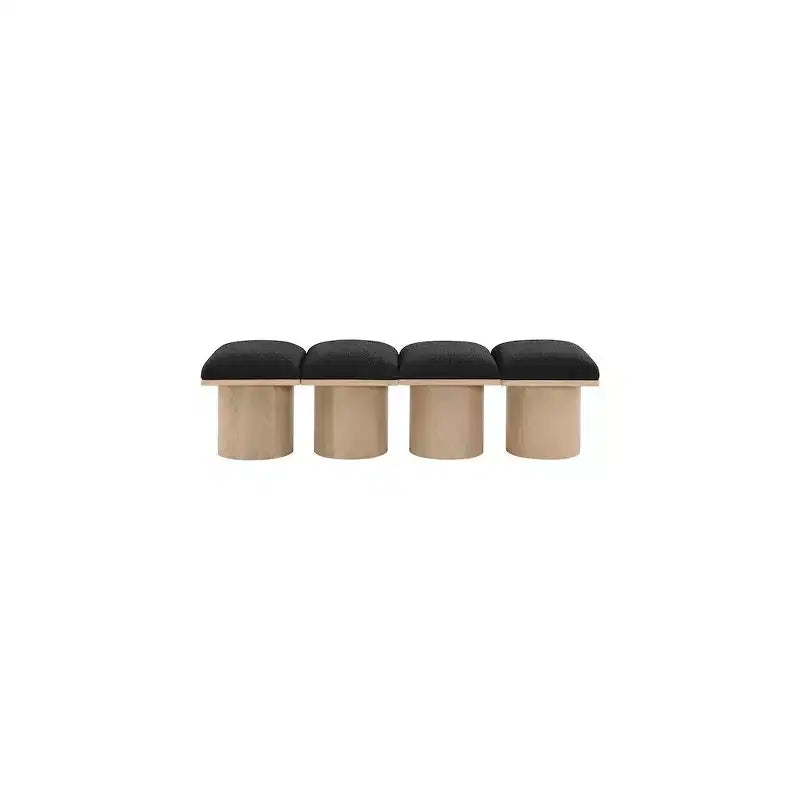 Meridian Furniture,Pavilion Black Boucle Fabric Bench