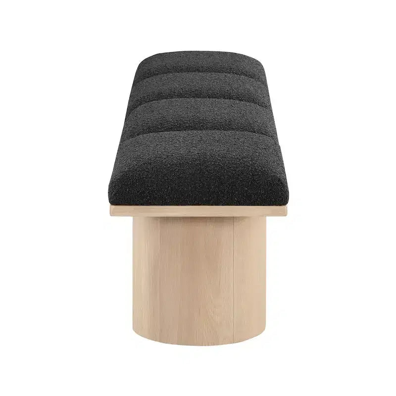 Meridian Furniture,Pavilion Black Boucle Fabric Bench