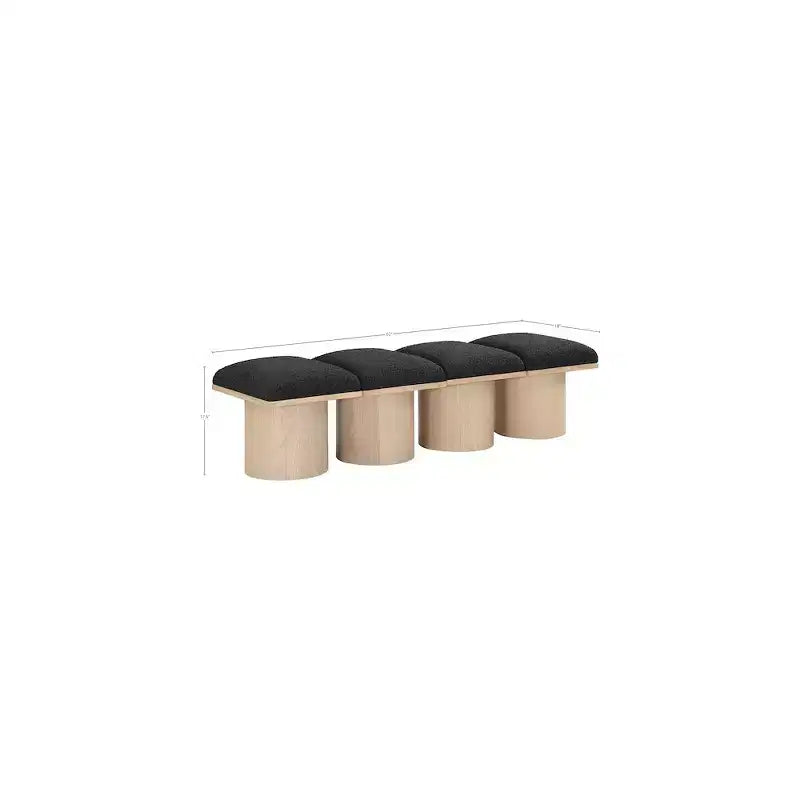 Meridian Furniture,Pavilion Black Boucle Fabric Bench