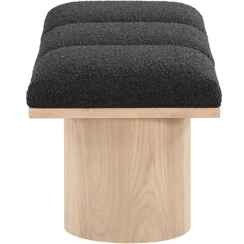 Meridian Furniture,Pavilion Black Boucle Fabric Bench