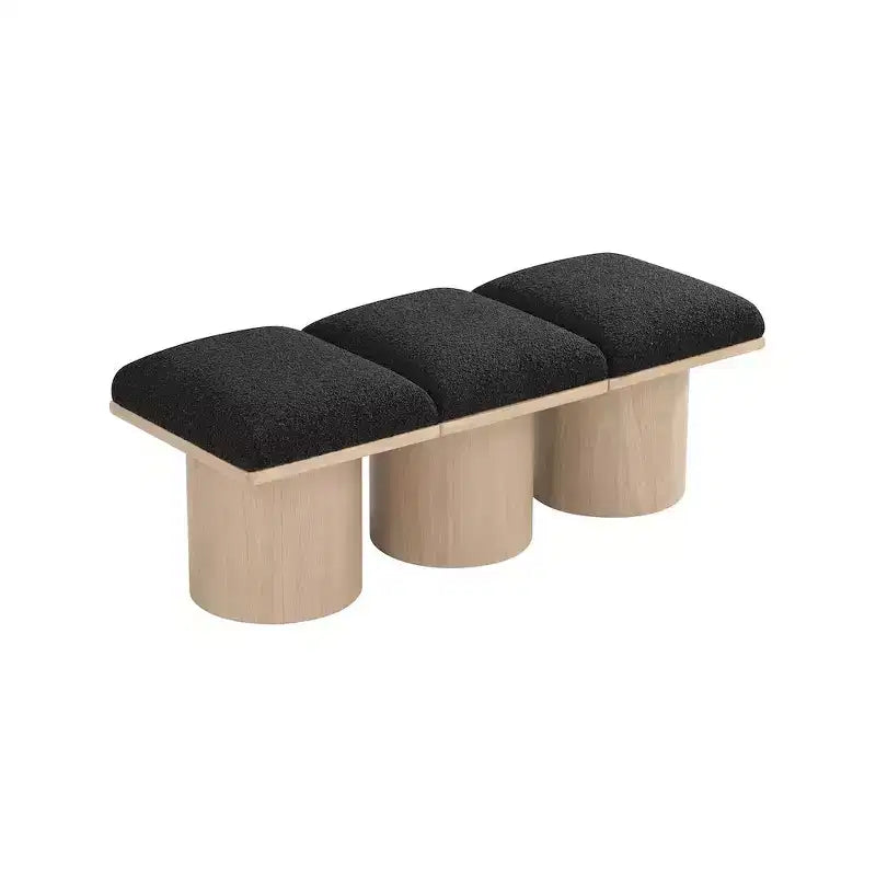 Meridian Furniture,Pavilion Black Boucle Fabric Bench