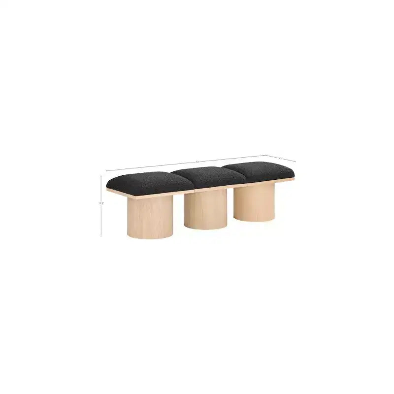 Meridian Furniture,Pavilion Black Boucle Fabric Bench