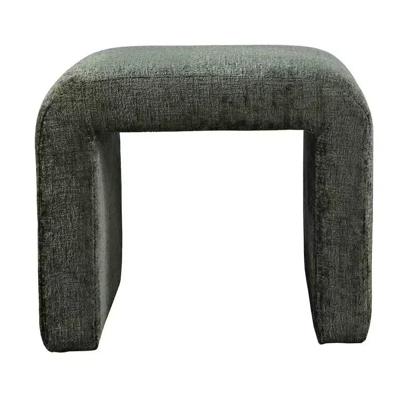 Jofran,Modern Curved Upholstered Waterfall Jacquard Petite Ottoman Bench - Set of 2