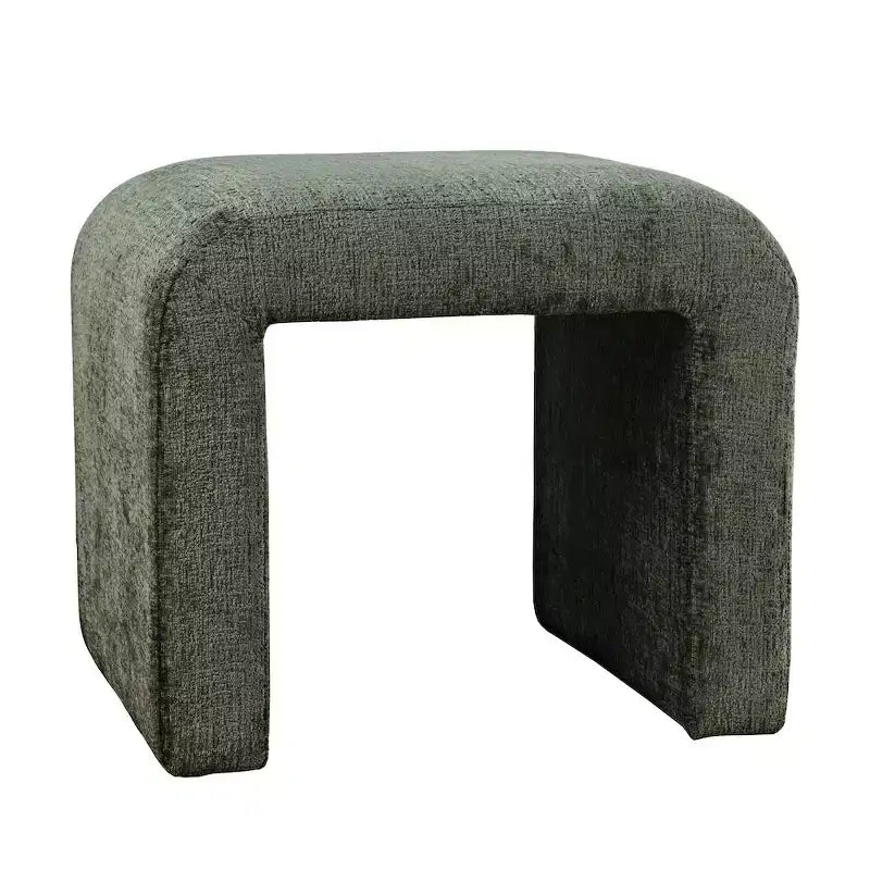 Jofran,Modern Curved Upholstered Waterfall Jacquard Petite Ottoman Bench - Set of 2