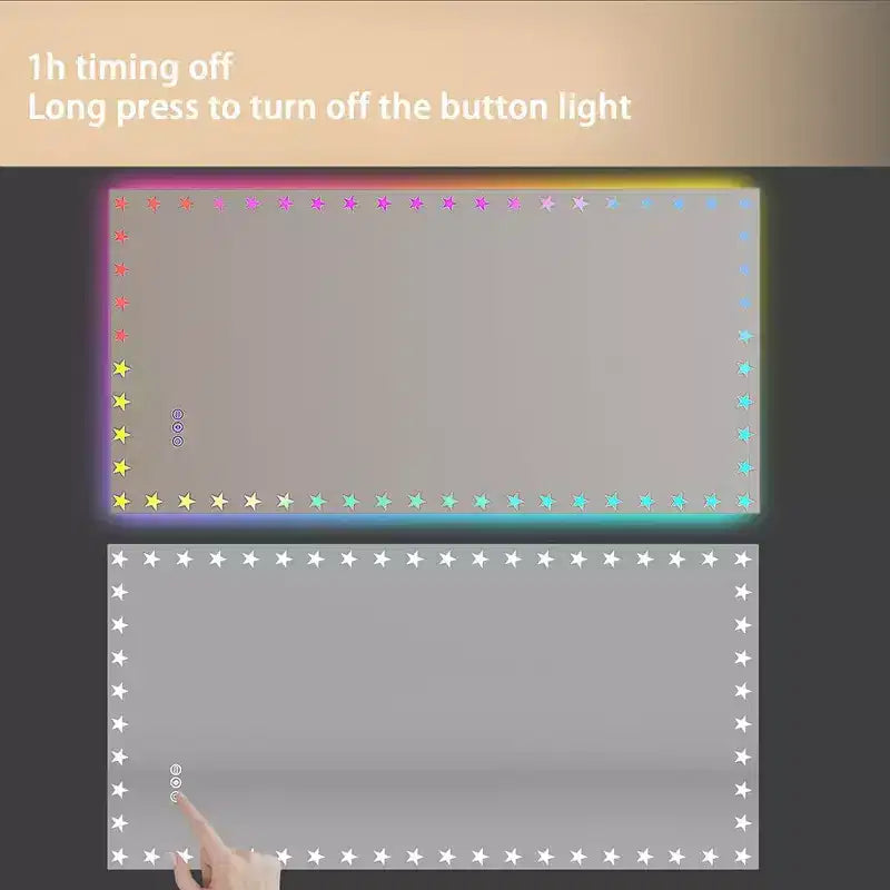 LED Bathroom Mirror RGB Backlight Front Lighted Anti-Fog Dimmable Wall Mounted Vanity Mirror Touch Control Adjustable Brightness 48 x 24inch