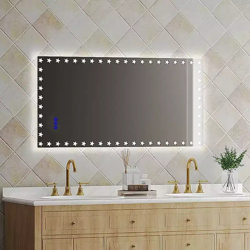 LED Bathroom Mirror RGB Backlight Front Lighted Anti-Fog Dimmable Wall Mounted Vanity Mirror Touch Control Adjustable Brightness 48 x 24inch