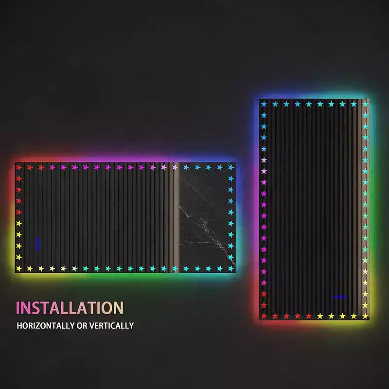 LED Bathroom Mirror RGB Backlight Front Lighted Anti-Fog Dimmable Wall Mounted Vanity Mirror Touch Control Adjustable Brightness 48 x 24inch