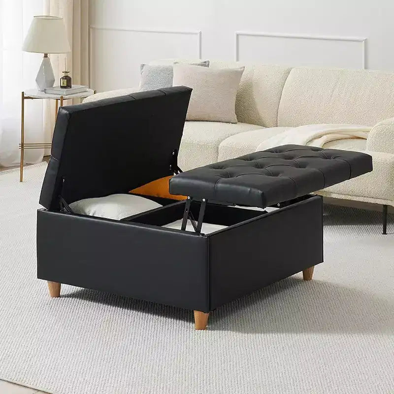 Acekool Storage Ottoman Coffee Table, Lift-Top, Button Tufted, 35.5x35.5x20
