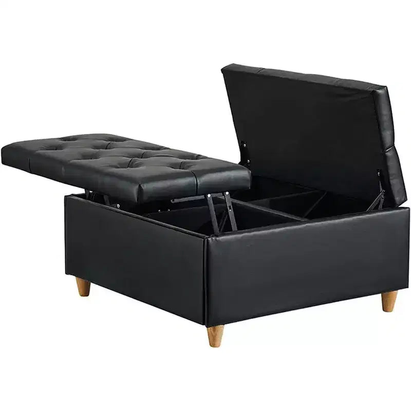 Acekool Storage Ottoman Coffee Table, Lift-Top, Button Tufted, 35.5x35.5x20